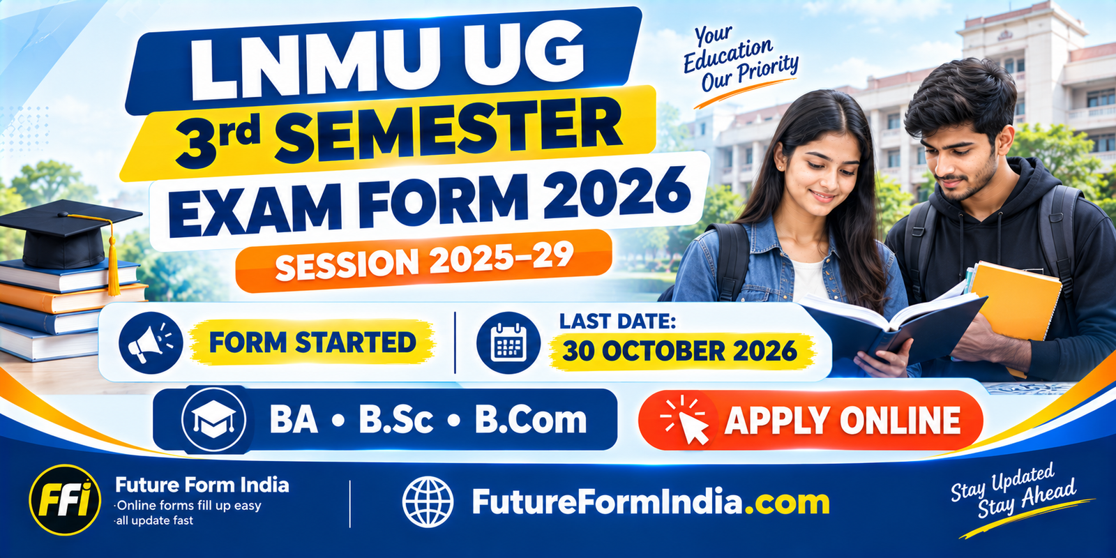 LNMU UG 3rd Semester Exam Form 2026 – Session 2025-29, Apply Online